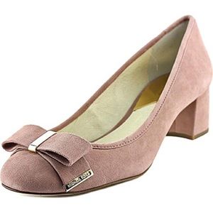 Michael Kors Kiera Bow Dusty Rose Pumps block heel